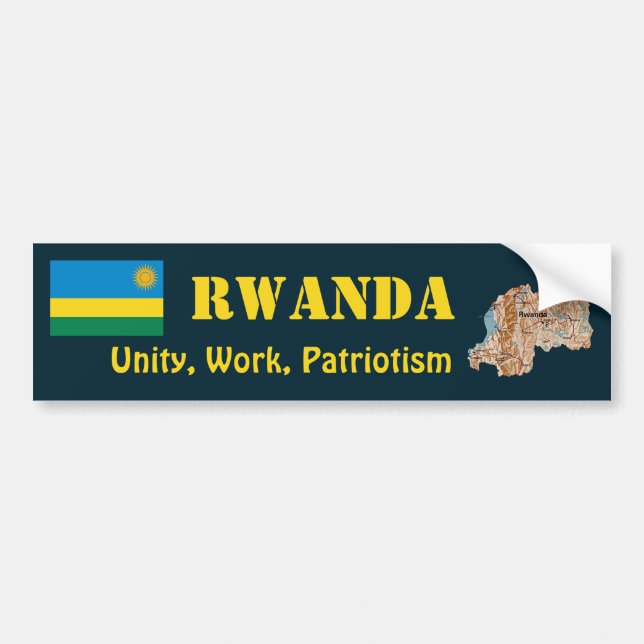 Rwanda Flag + Map Bumper Sticker (Front)