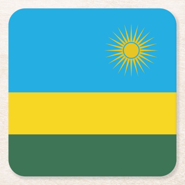 Rwanda Flag Square Paper Coaster (Front)