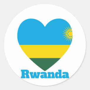 Rwanda Heart Flag  Classic Round Sticker