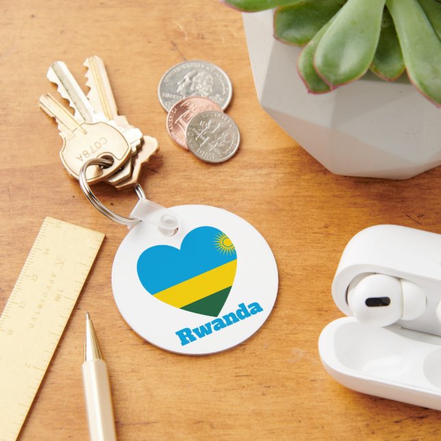 Rwanda Heart Flag Keychain (Desk)