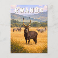 Rwanda Illustration Travel Art Vintage