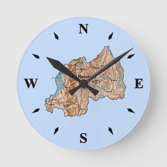 Rwanda Map Clock (Front)