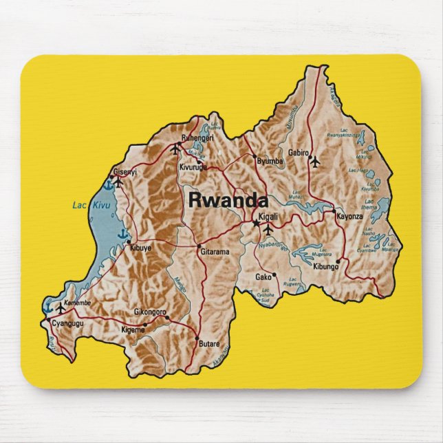Rwanda Map Mousepad (Front)