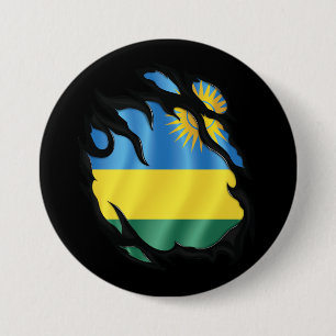 Rwanda Ripped Flag 3 Inch Round Button