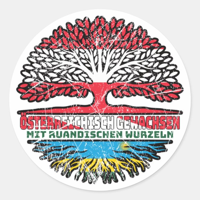 Rwanda Rwanda Österreichisch Österreich Baum Classic Round Sticker (Front)
