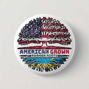 Rwanda Rwandan American USA Tree Roots Flag 2 Inch Round Button