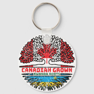 Rwanda Rwandan Canadian Canada Tree Roots Flag Keychain