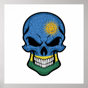 Rwanda Smiling Skull Flag  Poster