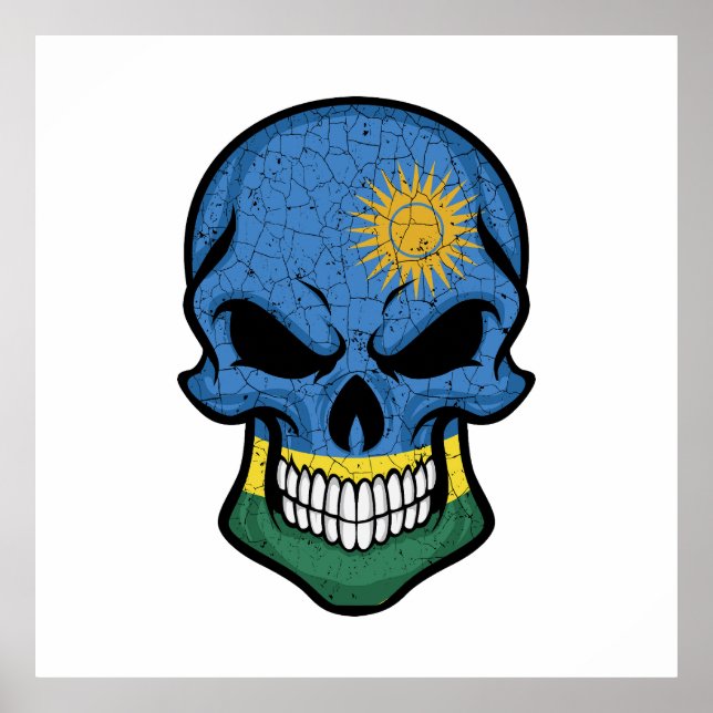 Rwanda Smiling Skull Flag  Poster (Front)