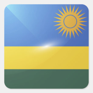 Rwanda square glossy flag sticker