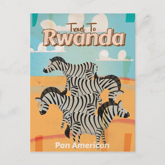 Rwanda Vintage Travel Poster Postcard (Front)
