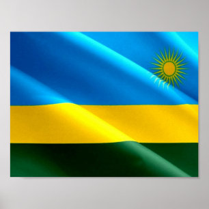 Rwanda - Waving Flag - Poster