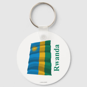 Rwanda Waving Flag with Name Keychain