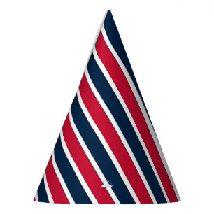 RWB Baseball Coord Stripes 1-PAPER PARTY HATS