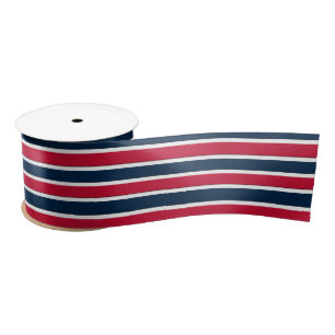 RWB Baseball Coord. Stripes 1-SATIN RIBBON SPOOL Satin Ribbon