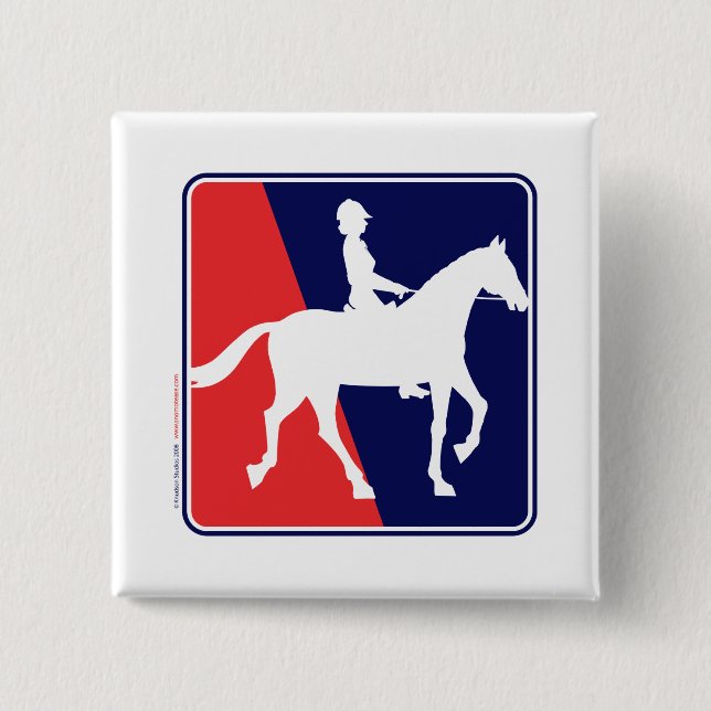RWB-HORSE-RIDER 2 INCH SQUARE BUTTON (Front)