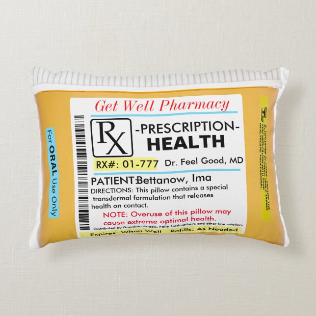 RX for Health Get Well Pillow (Front)