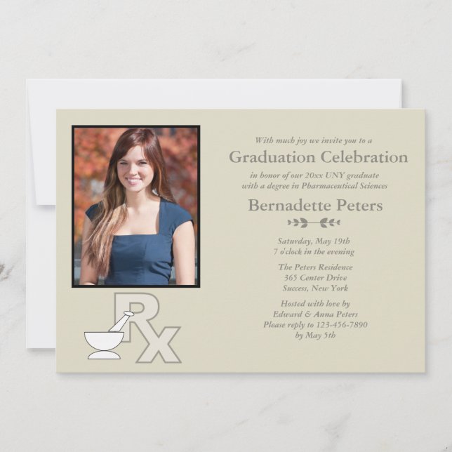 Rx Pharmacy School Photo Graduation Invitation (Front)