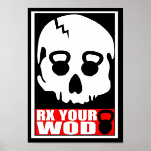 RX votre WOD - affiche de crâne de Kettlebell