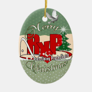 RxP Christmas Prescribing Psychologist. Ceramic Ornament