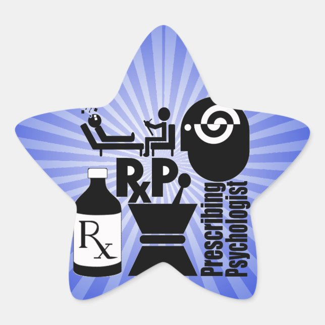 RxP LOGO Prescribing Psychologist. Star Sticker (Front)