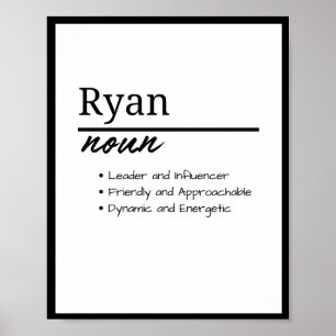 Ryan, Boy Personalized Name Definition Poster