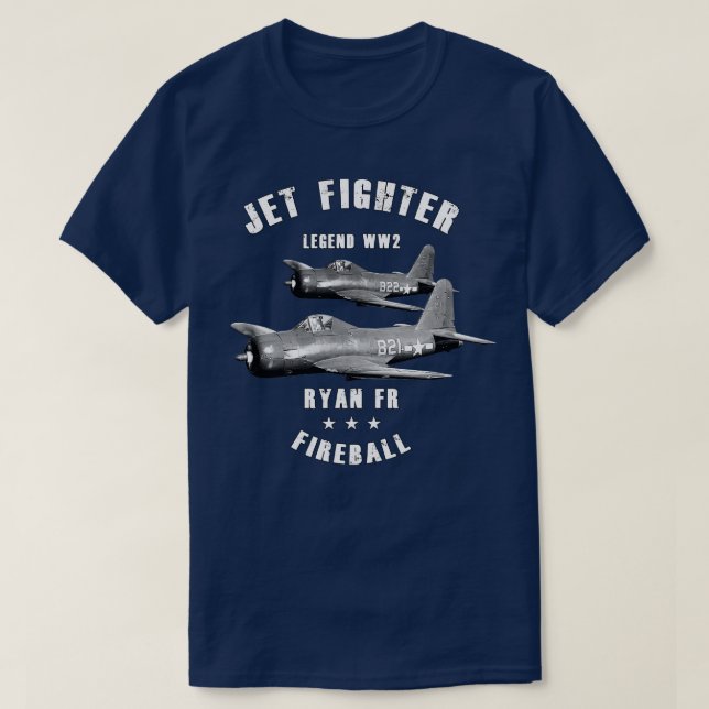 Ryan FR Fireball Military Jet Fighter Plane WW2 T-Shirt (Design Front)