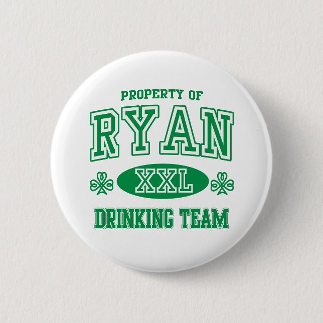 Ryan Irish Drinking Team 2 Inch Round Button (Front)