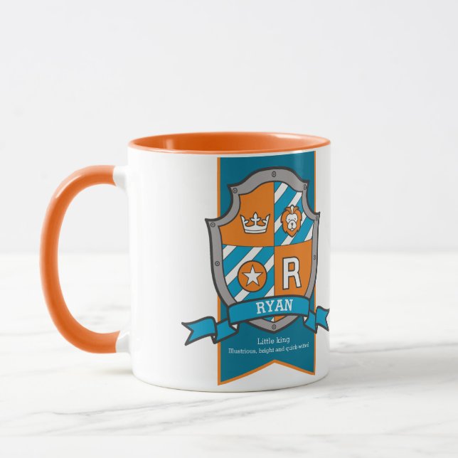 Ryan letter R crest orange name meaning mug (Left)