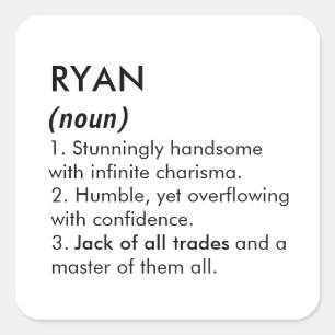 Ryan name, Editable name, Custom name Square Sticker