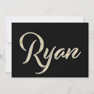 Ryan Name white gold Handwriting Card