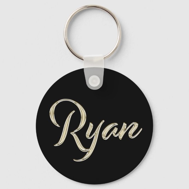 Ryan Name whitegold Button Schlüsselanhänger Keychain (Front)