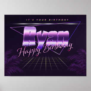 Ryan Nom Vorname lila retro Poster Geburtstag
