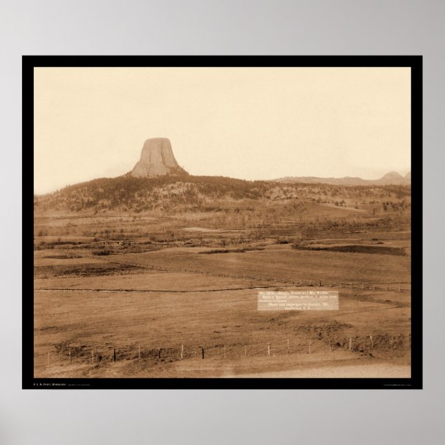 Ryan's Ranch & Distant View Devil's Tower WY 1890 Poster (Front)