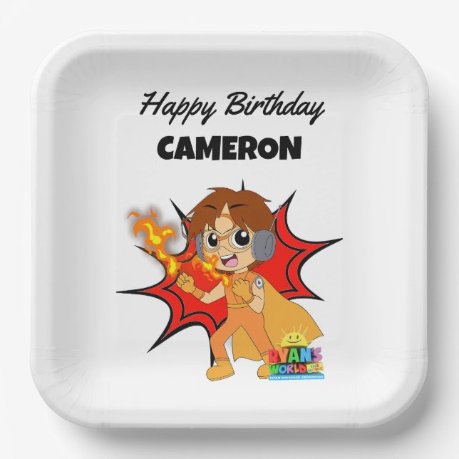 Ryan's World Birthday Paper Plate (Front)