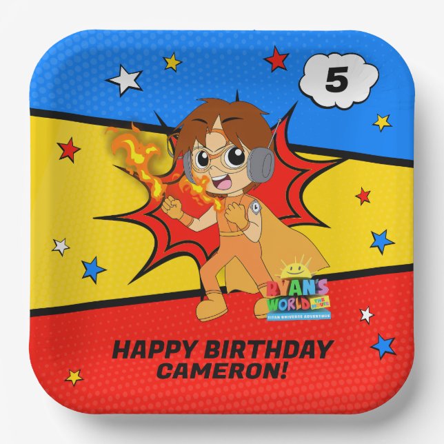 Ryan's World Birthday Paper Plate (Front)