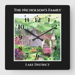 Rydal Mount, William Wordsworth's Home Black Frame Square Wall Clock