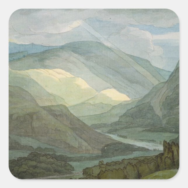 Rydal Water, 1786 (w/c) Square Sticker (Front)