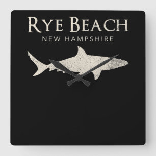 Rye Beach New Hampshire - Shark Lover Gifts Square Wall Clock