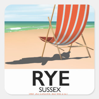 Rye beach Sussex "its quicker by train" Square Sticker
