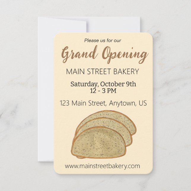 Rye Bread Jewish Bakery Grand Opening Baking Class Invitation (Front)