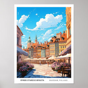 Rynek Starego Myasta Warsaw Poland Vintage Travel Poster