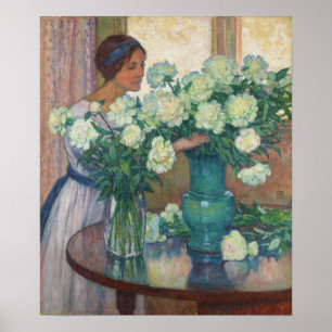 Rysselberghe - The White Peonies Poster