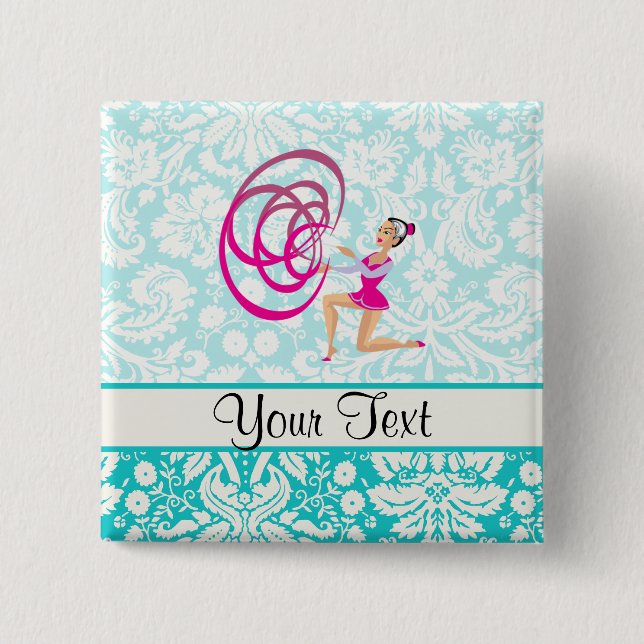 Rythmic Gymnastics Ribbon 2 Inch Square Button (Front)