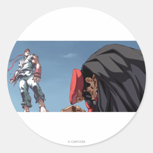 Ryu Defeat Bison Classic Round Sticker (Front)