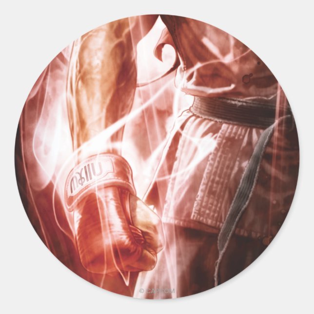 Ryu Glowing Right Arm Classic Round Sticker (Front)