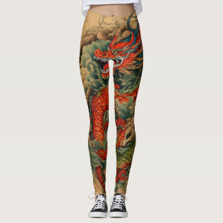 Ryū no Yume: Majestic Japanese Dragon Back Tattoo Leggings