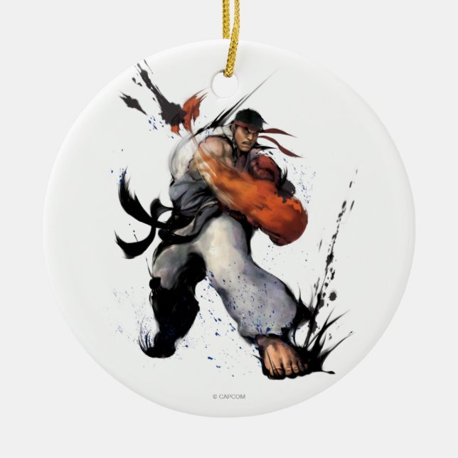 Ryu Punch Ceramic Ornament (Front)