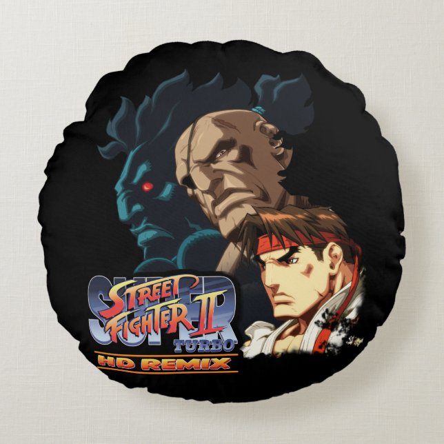 Ryu, Sagat & Akuma Round Pillow (Front)