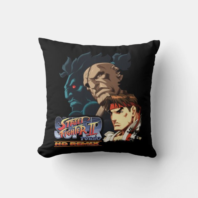 Ryu, Sagat & Akuma Throw Pillow (Front)